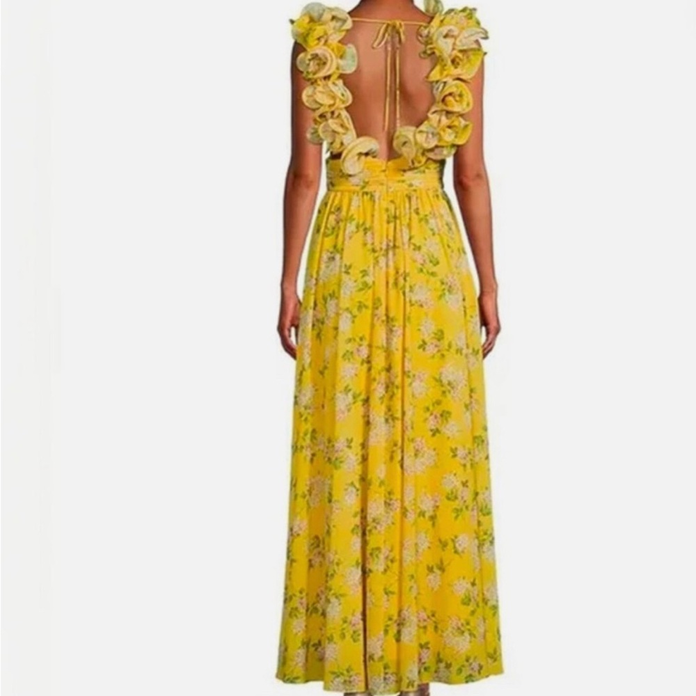 ANTONIO MELANI Yellow Floral V-Neck Maxi Dress - Picture 2 of 6